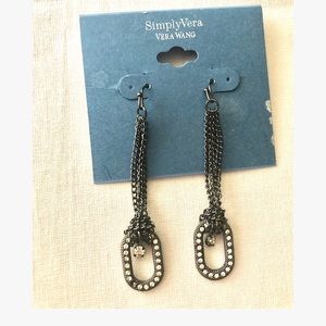 Simply Vera Wang gunmetal crystal drop earrings